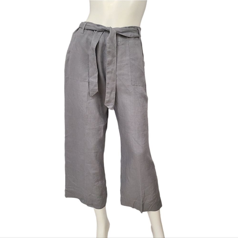St. Tropez Gray Wide Leg Linen Capri Pants size 10 - Picture 3 of 9